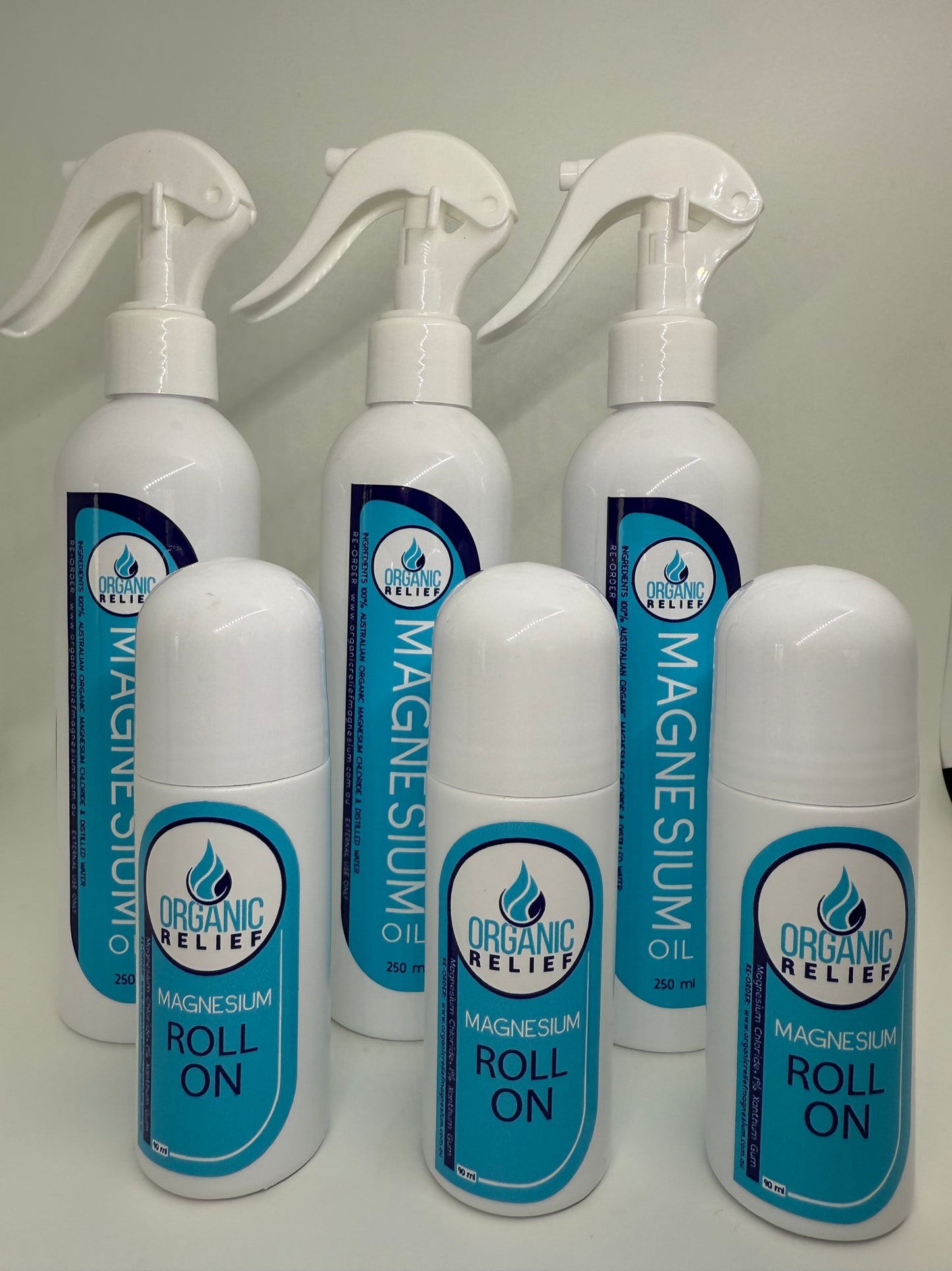 Magnesium Oil Spray 250ml Magnesium Roll On's 90ml Qty 3 x Sprays 2 x Roll On's